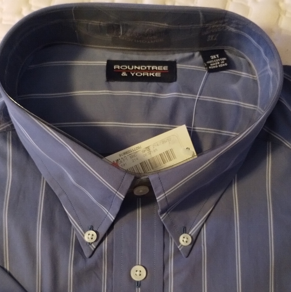 Men's 3XT blue and white dress casual shirt